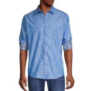 Robert Graham Bayview Paisley Lace Baroque Print Flip Cuff Button Up Shirt